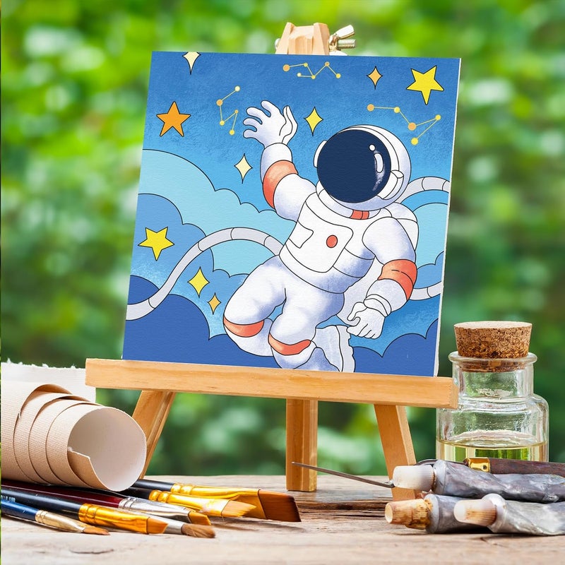 Anseal 12 Packs Pre Drawn Canvas to Paint, 4" X 4" Space Pre-Printed Canvas Paint Party, Stretched Outline Painting Boards for Beginners, Party Favor - Image 2